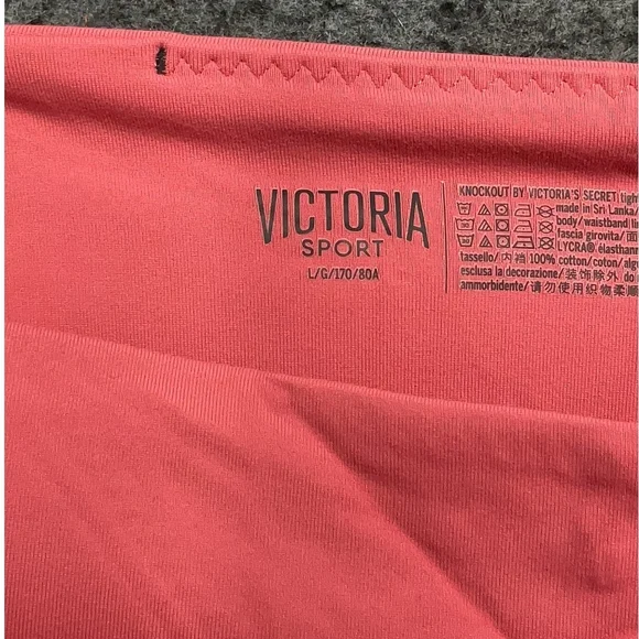 Victoria's Secret Coral High-Waisted Leggings Criss Cross Open Leg Size Large - Picture 2 of 5